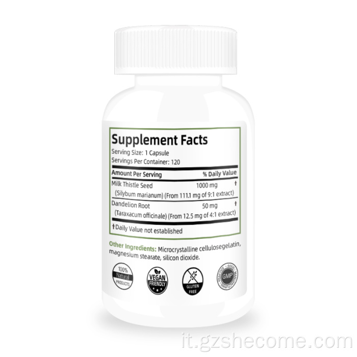 Capsula di disintossicazione del fegato di supporto per la salute del cardo latte